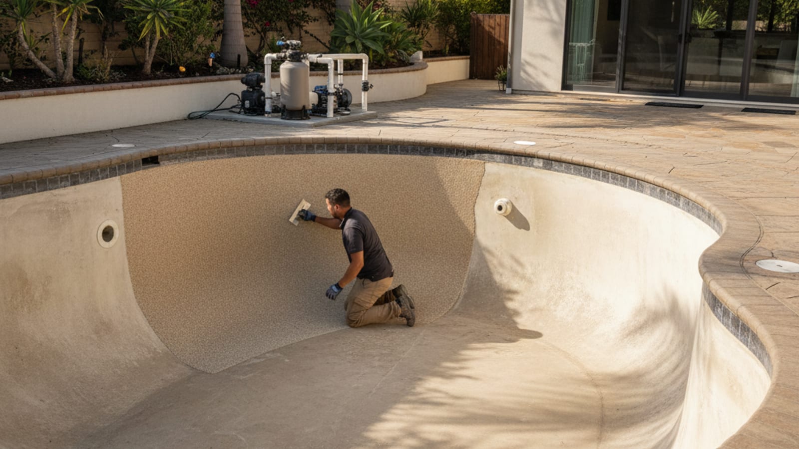 Pool replastering and resurfacing project in San Diego